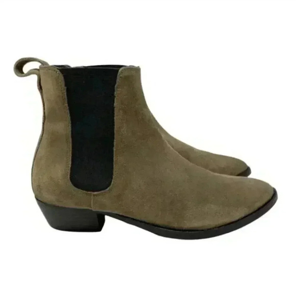 Burberry Chelsea Taupe Italian Suede Heeled Ankle Booties Size 8.5 - Picture 9 of 13